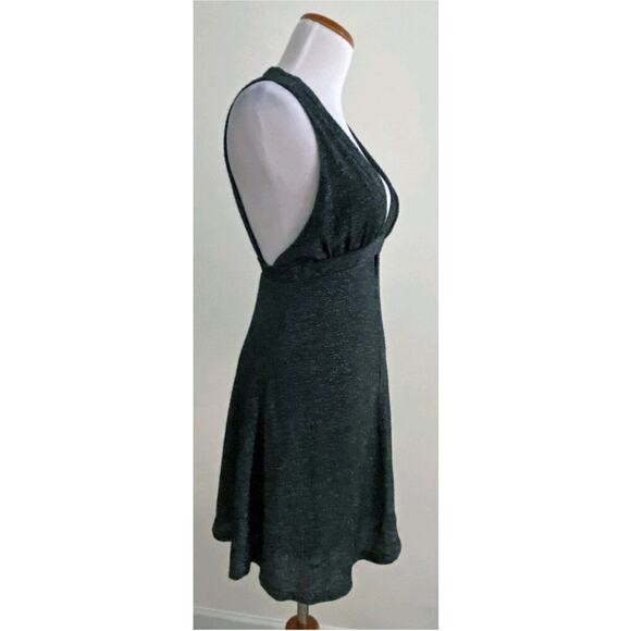 Free People Dance Of The Night Black & Silver Metallic Cut Out Dress Large - Picture 3 of 5